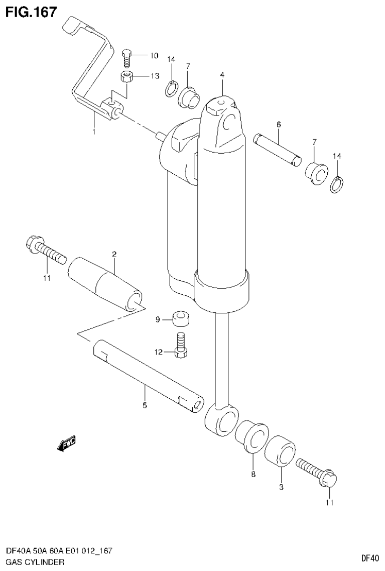 Suzuki DF40AST, DF50A, DF50ATH GAS CYLINDER (DF40AQH E1) parts diagram